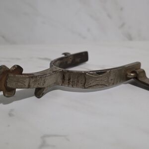 Antique Spur - Single - Diamond Pattern Inlay - Unmarked - Americana Cowboy